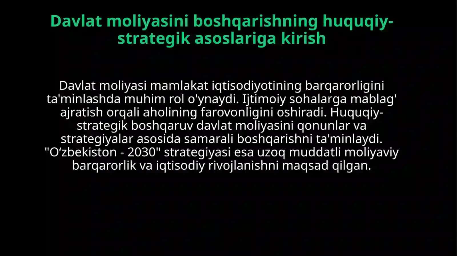 Davlat moliyasini sog‘lomlashtirish yuzasidan amalga oshirilayotgan tadbirlar va ularning strategik maqsadlari va taktik vazifalari 3