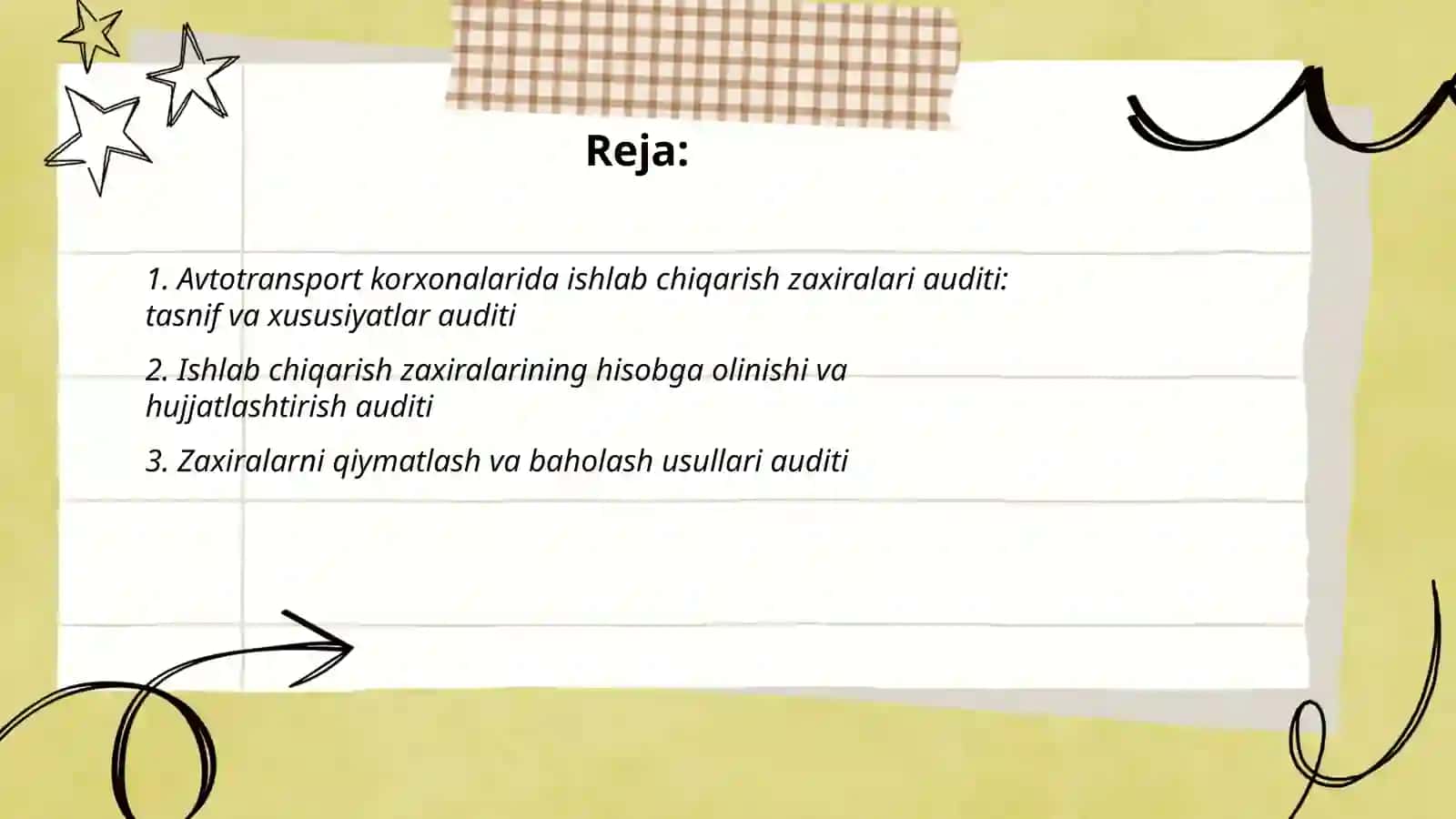 Avtotransport korxonalarida ishlab chiqarish zaxiralari auditi 3
