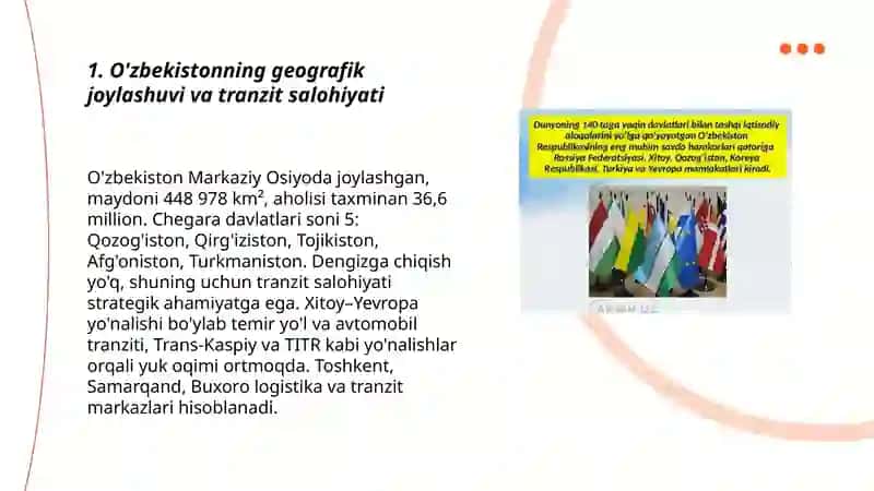 O'zbekistonning geosiyosiy salohiyati va tashgi iqtisodiy aloqalari 3