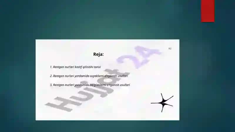 RENTGEN NURLARINI O’RGANISH TARIXI SUYAK VA BO’G’IMLAR RIVOJLANISHINI RENTGEN NURLARI YORDAMIDA O’RGANISH 3
