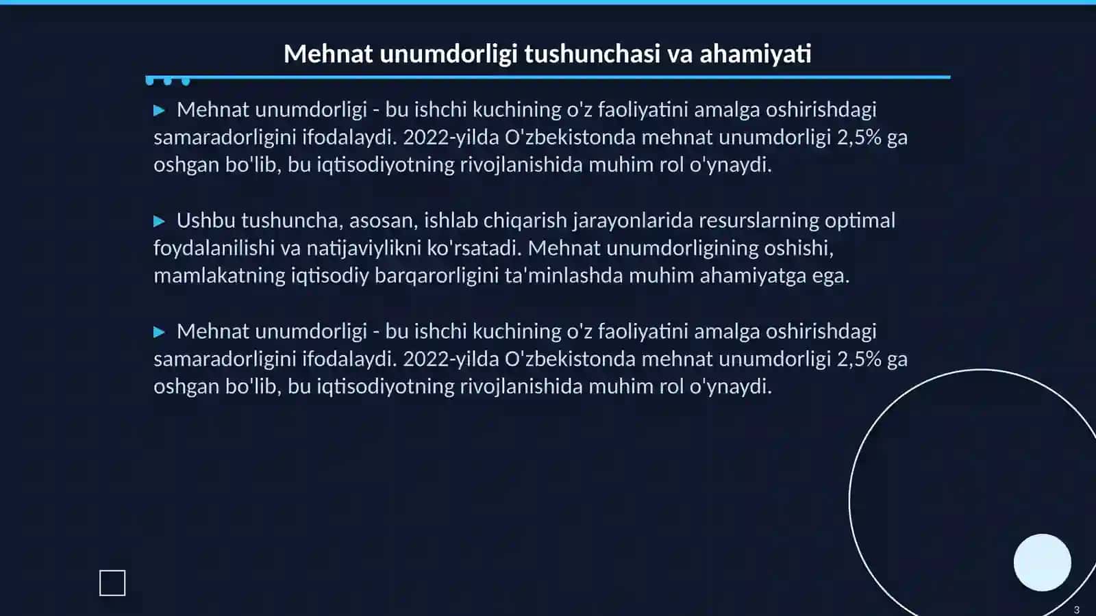Mehnat unumdorligi va ishchi kuchi samaradorligining operatsion tahlili 3