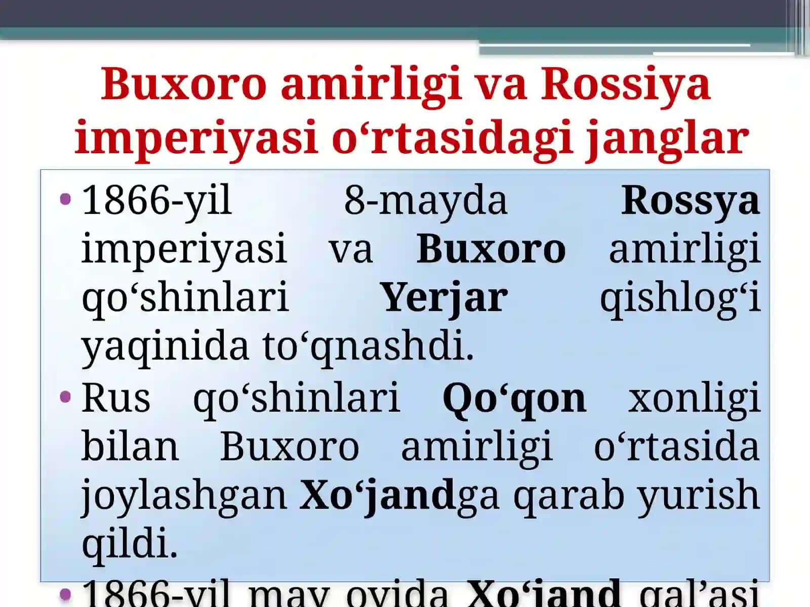 BUXORO AMIRLIGI VA XIVA XONLIGINING ROSSIYA IMPERIYASI VASSALIGA AYLANISHI 3