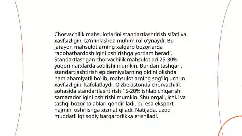 Chorvachilik mahsulotlarini standartlashtirish va metrologiya va sentifikatlash 3