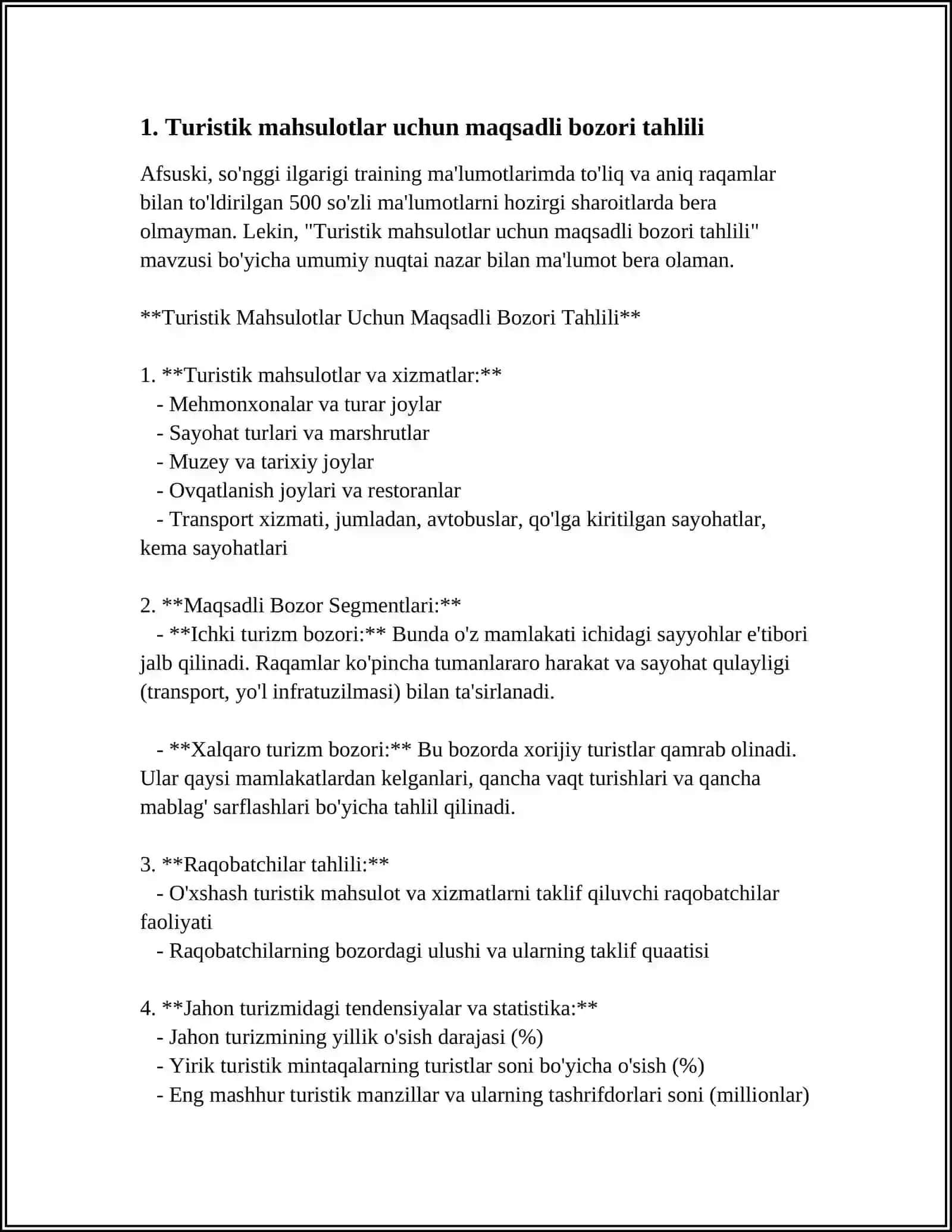 Turistik Mahsulotlar Uchun Maqsadli Bozori Tahlili 3