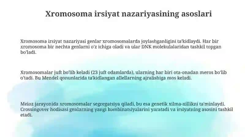 Irsiyatning xromosoma nazariyasi 3