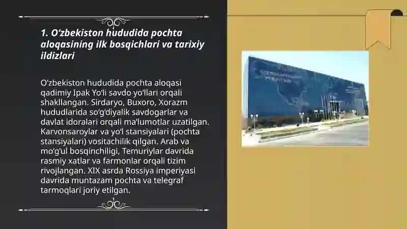 O‘zbekiston pochta aloqasi logistikasi rivojlanishining tarixiy tahlili 3