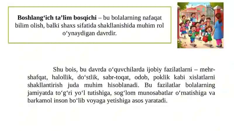 Boshlang‘ich sinflar ijobiy fazilatlarni shakllantirish mexanizmi 3
