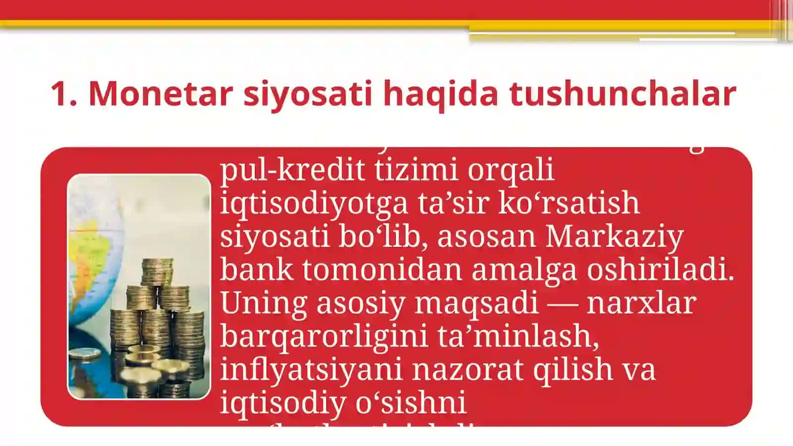 Moneter siyosatining asosiy prinsiplari va koʼrsatkichlari 3