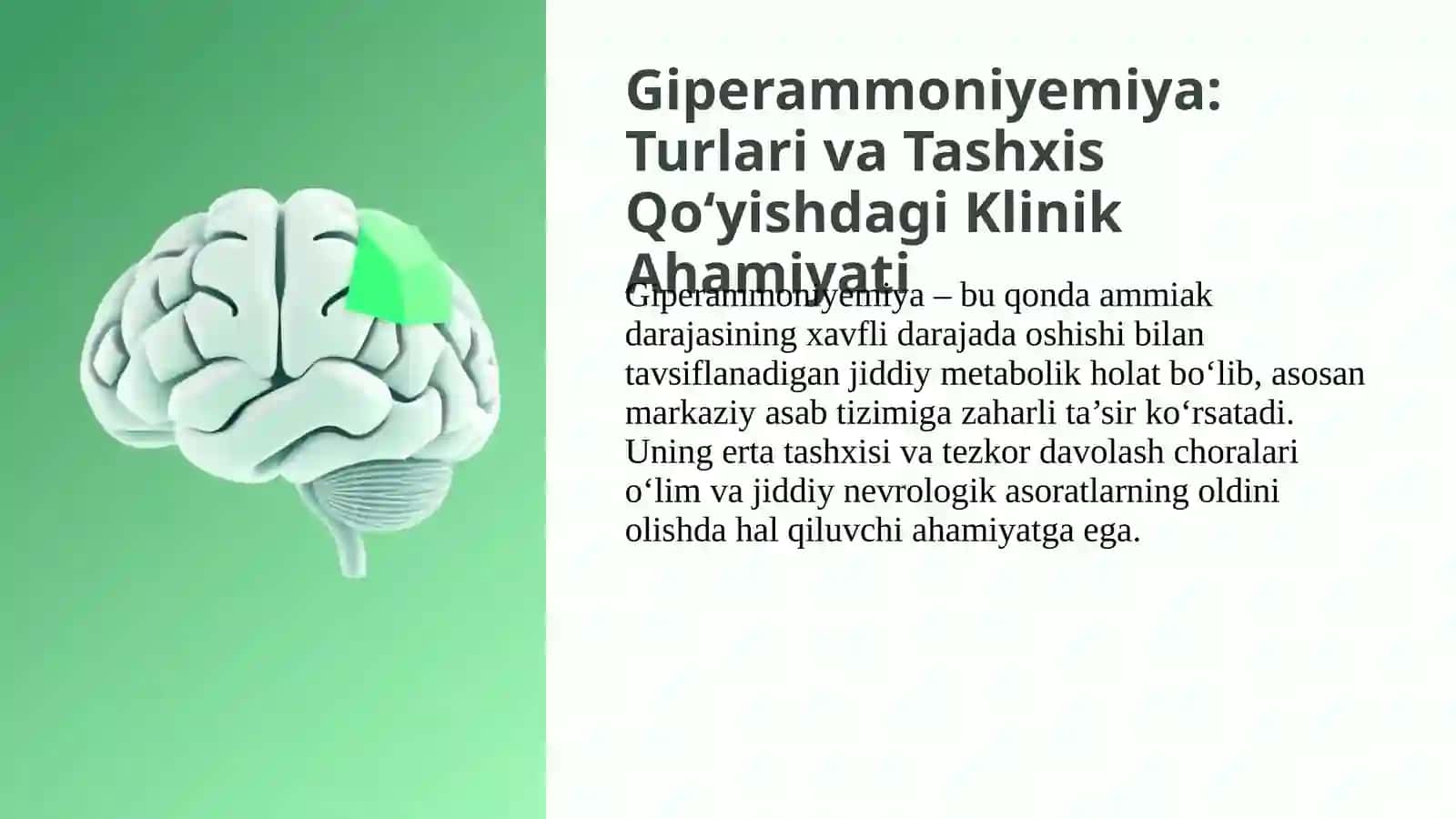 Giperammoniyemiya: Turlari va Tashxis Qo‘yishdagi Klinik Ahamiyati 3