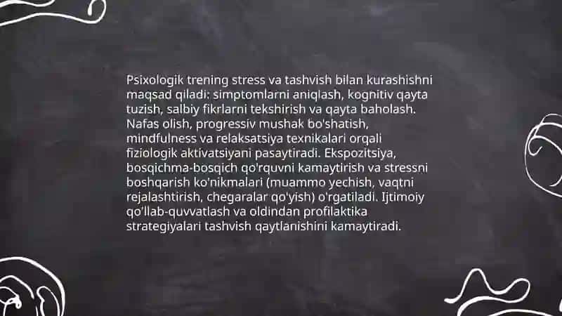 Psixologik treningni turli xil ko'rinishlardagi muammolarga bo'lgan munosabatlari 3
