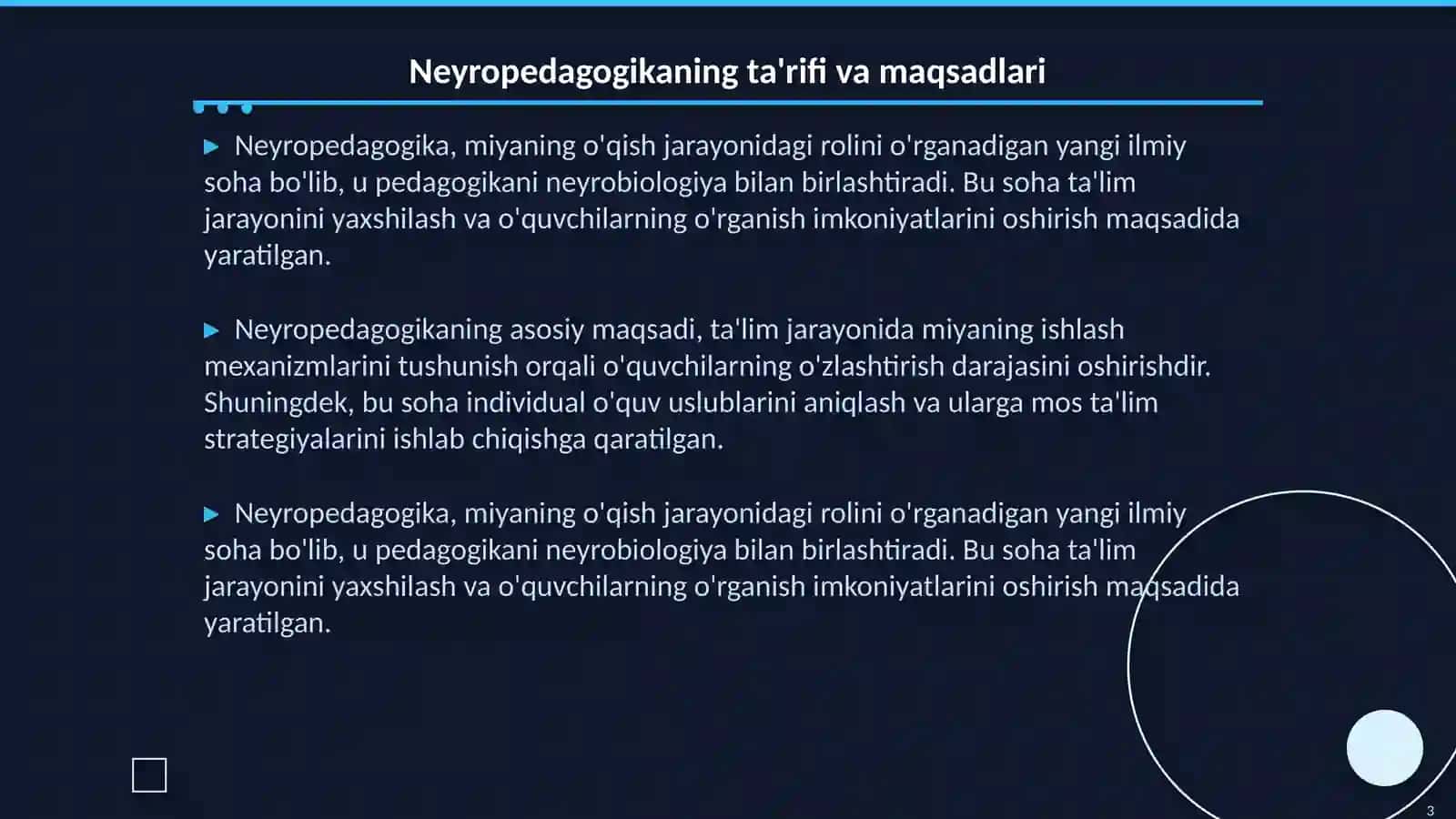 Neyropedagogika, pedagogikaning yangi mustaqil sohasi sifatida 3