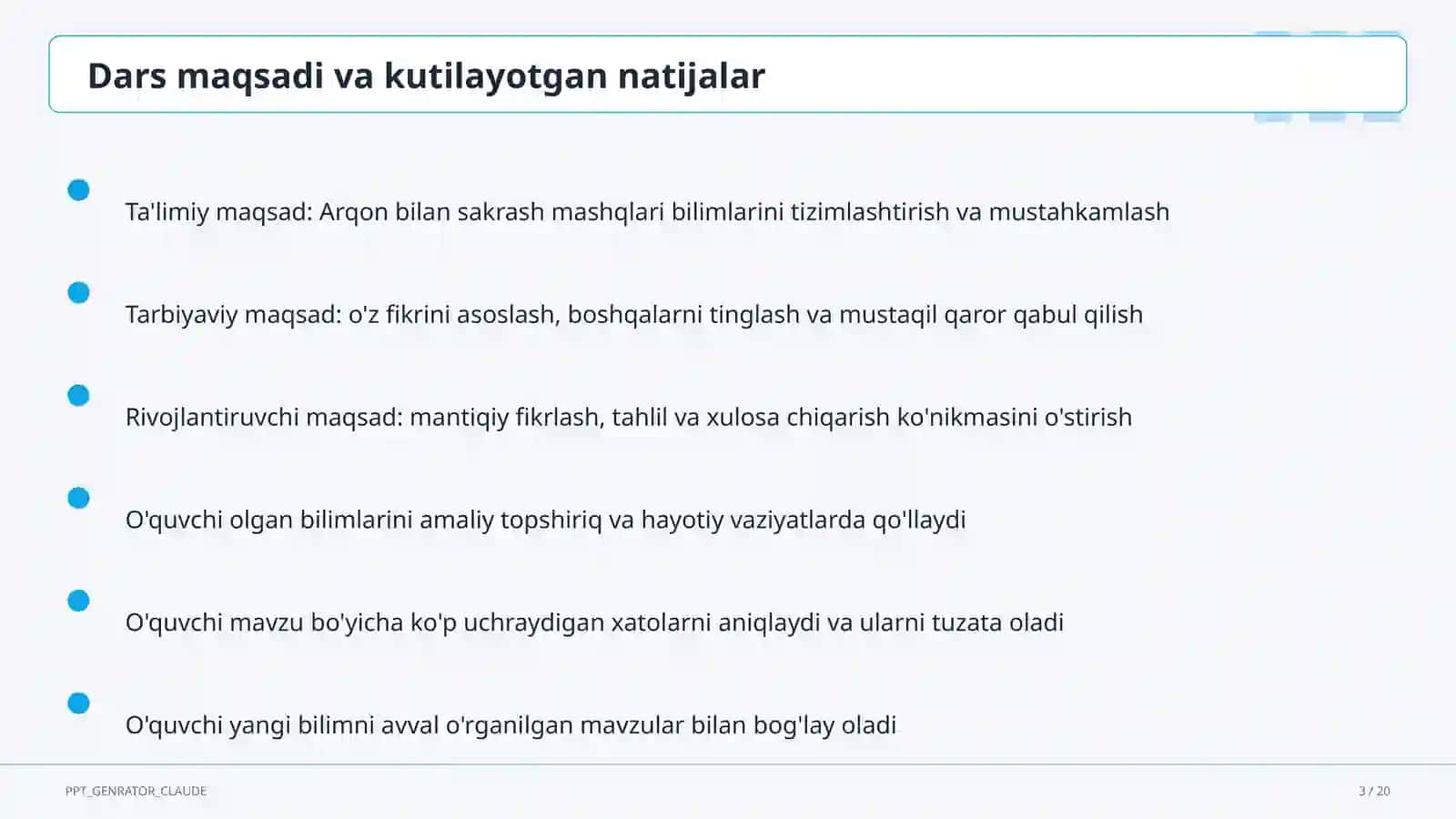 Arqon bilan sakrash mashqlari (3-sinf) 3