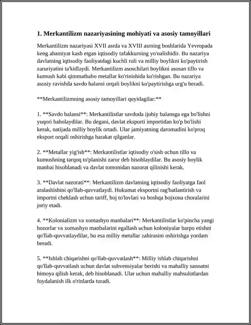 MERKANTILIZM IQTISODIY TA’LIMOTINING MOHIYATI VA AHAMIYATI 3