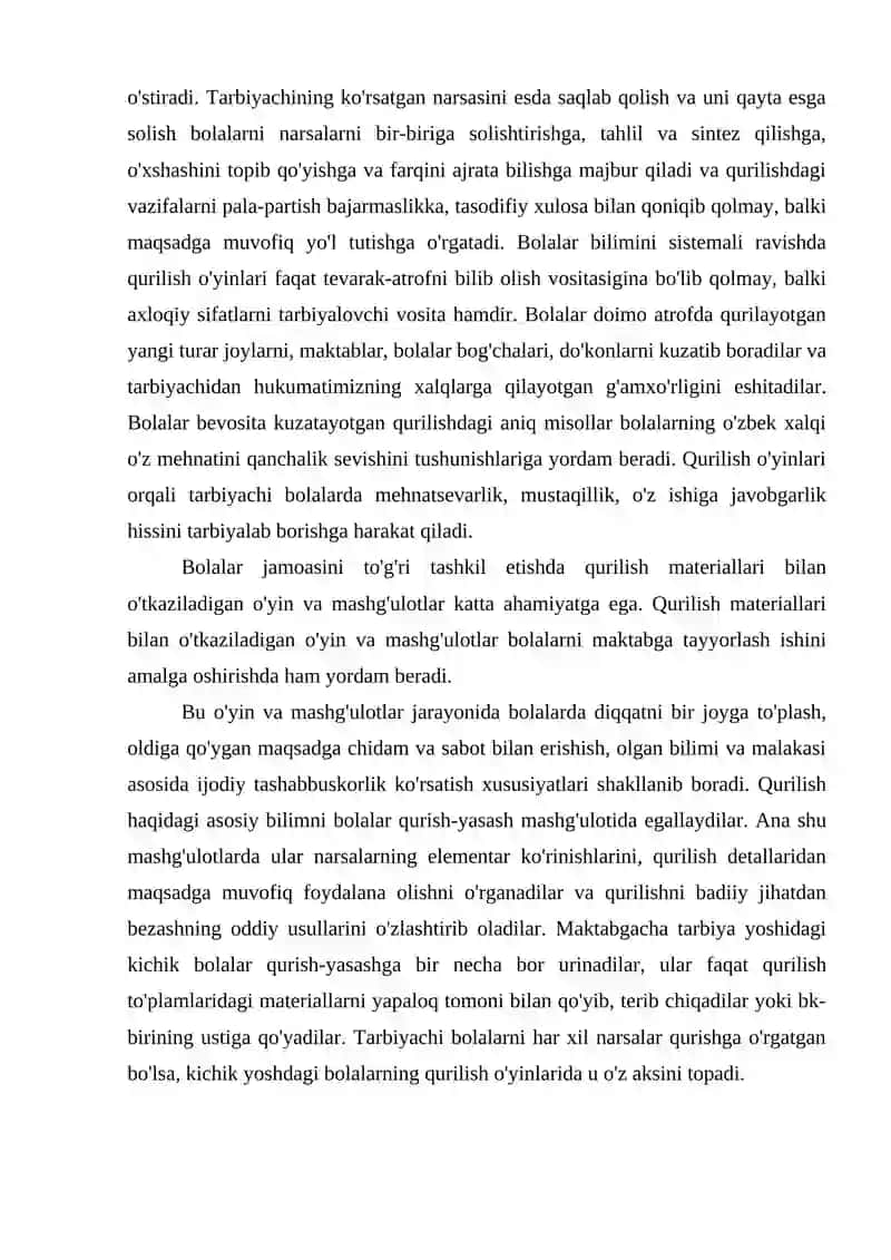 Qurilish materiallari yordamida o'yin va mashg'ulotlar 3