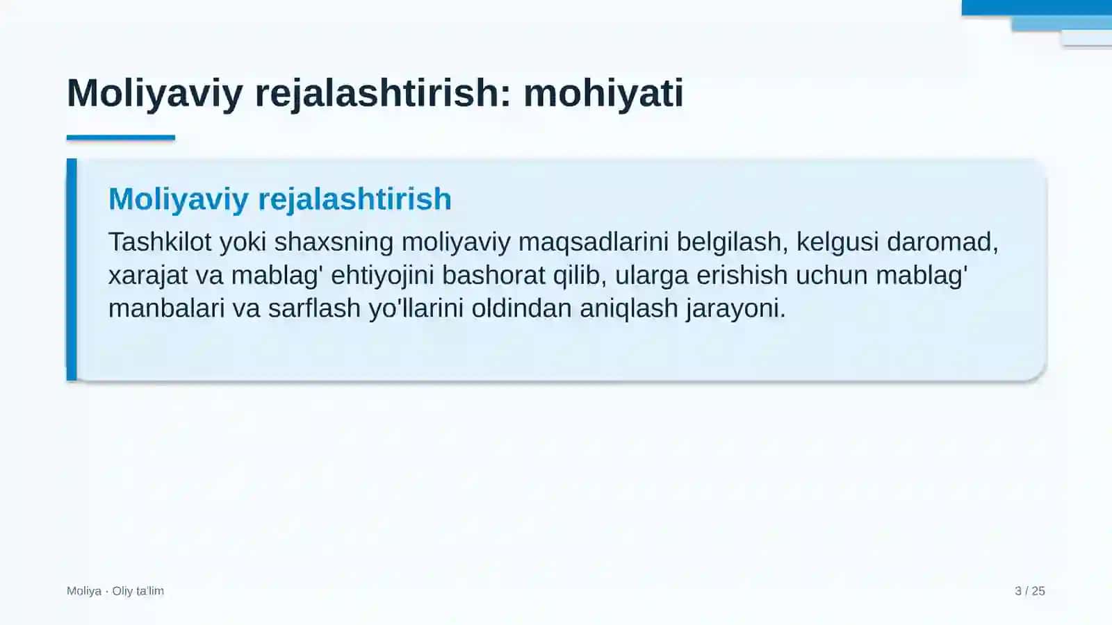 Moliyaviy rejalashtirish 3