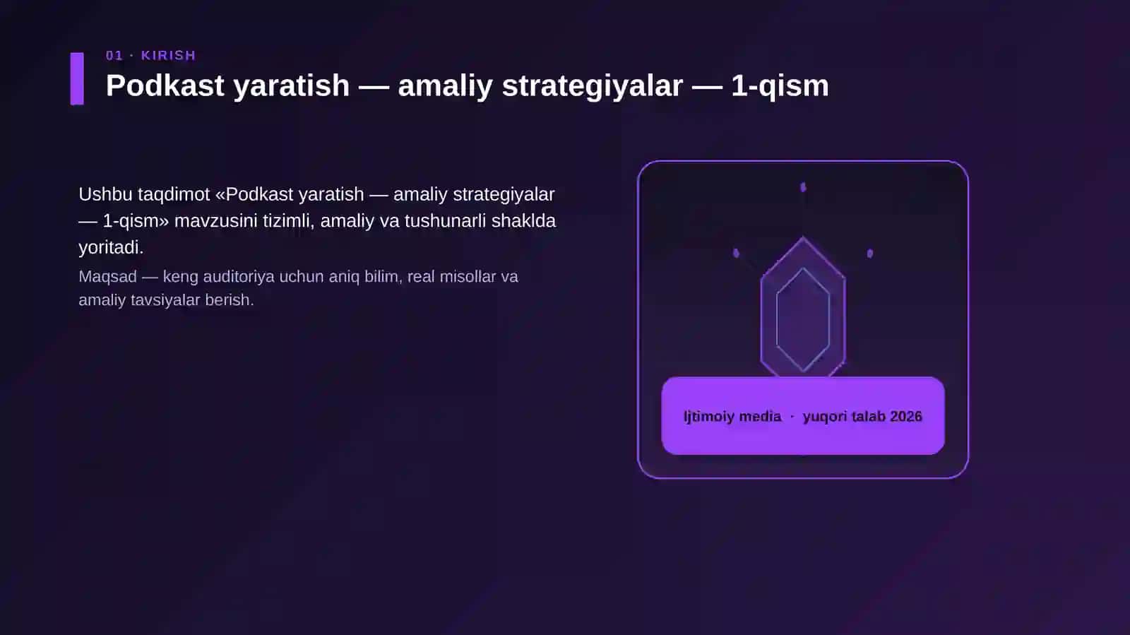"Podkast yaratish — amaliy strategiyalar — 1-qism" 3