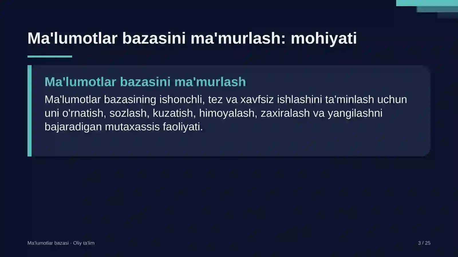 Davlat qo'riqxonalarida ma'lumotlar bazasini ma'murlash 3