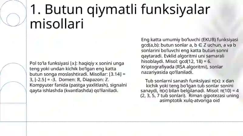 Butun qiymatli funksiyalar 3
