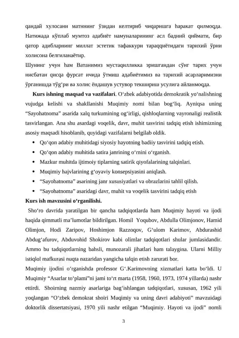 MUQIMIY SAYOHATNOMASI VA UNDAGI TAVSIF ETILGAN QISHLOQLAR HAYOTI 3