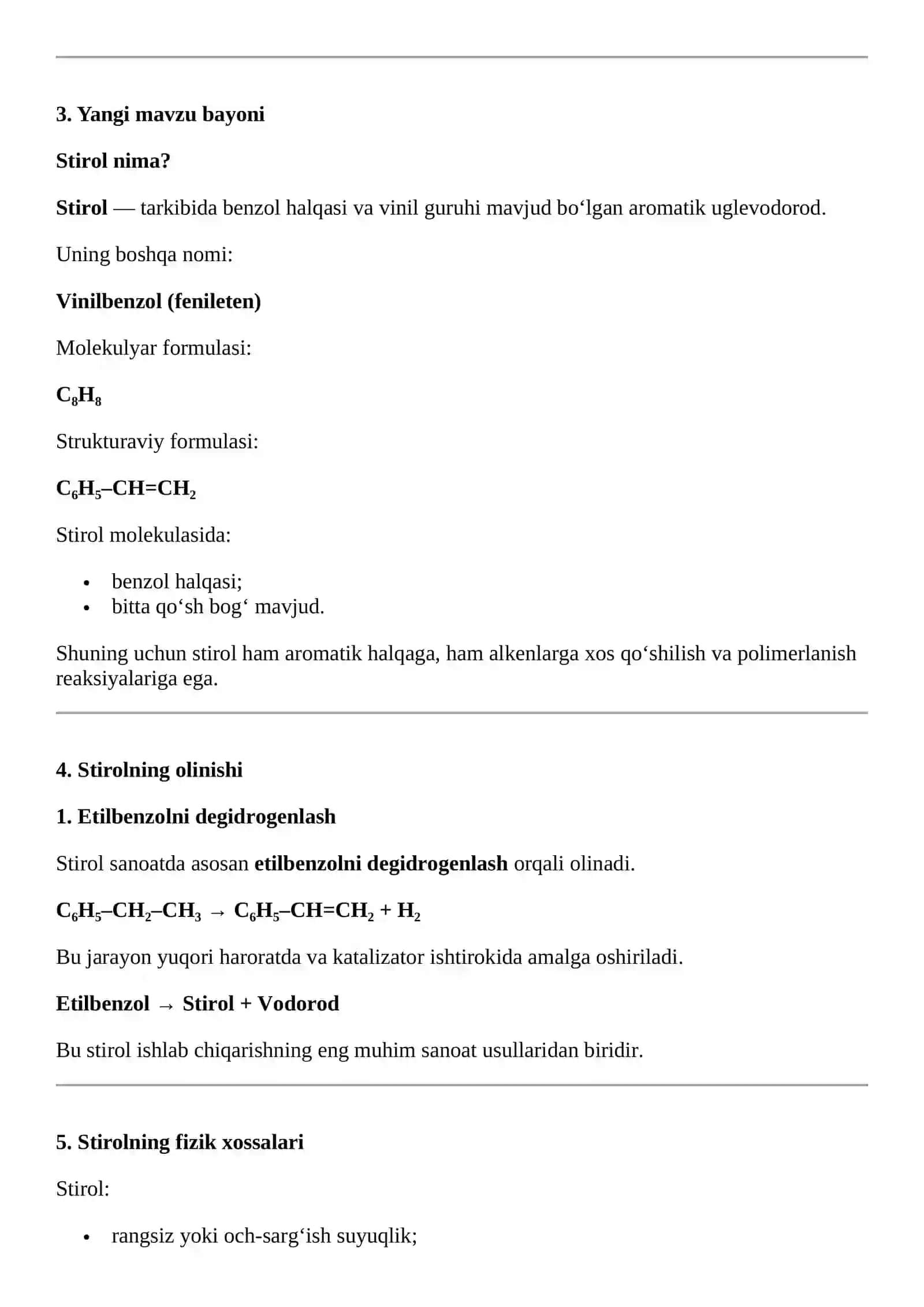 Stirolning olinishi, xossalari va ishlatilishi 3