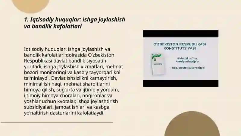 Oʻzbekiston respublikasi fuqarolarning iqtisodiy, ijtimoiy, madaniy va ekologik huquqlari 3