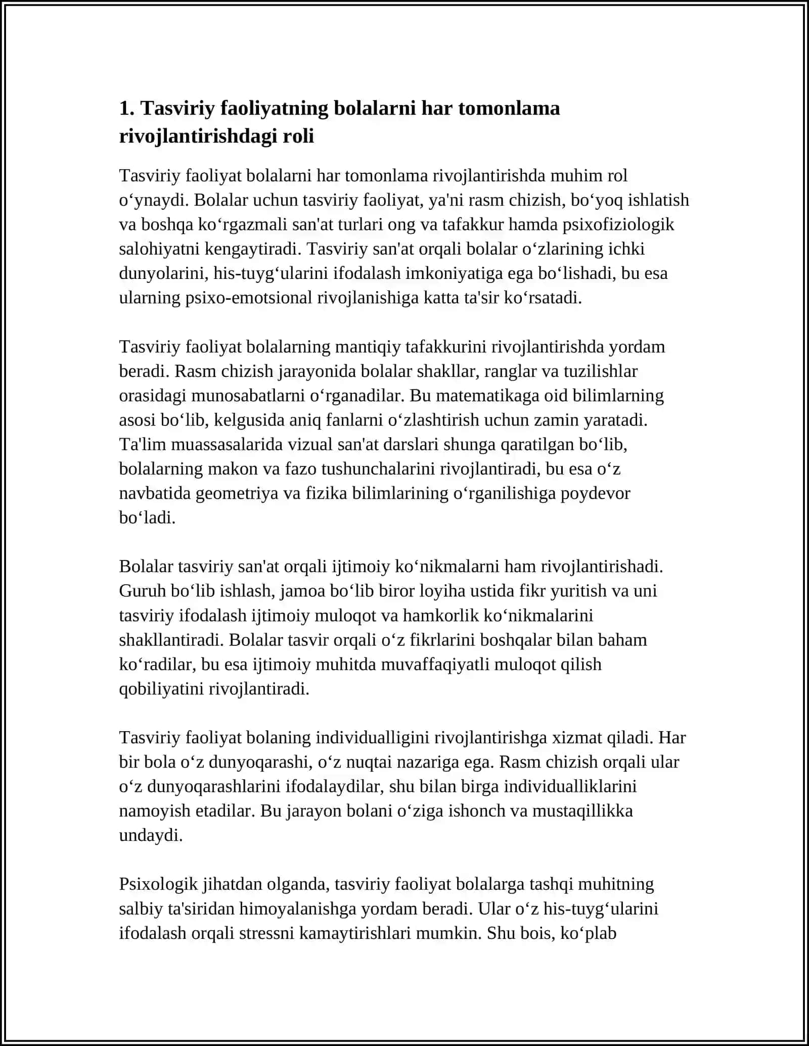 Tasviriy faoliyatning bolalarni har tomonlama rivojlantirishdagi roli 3