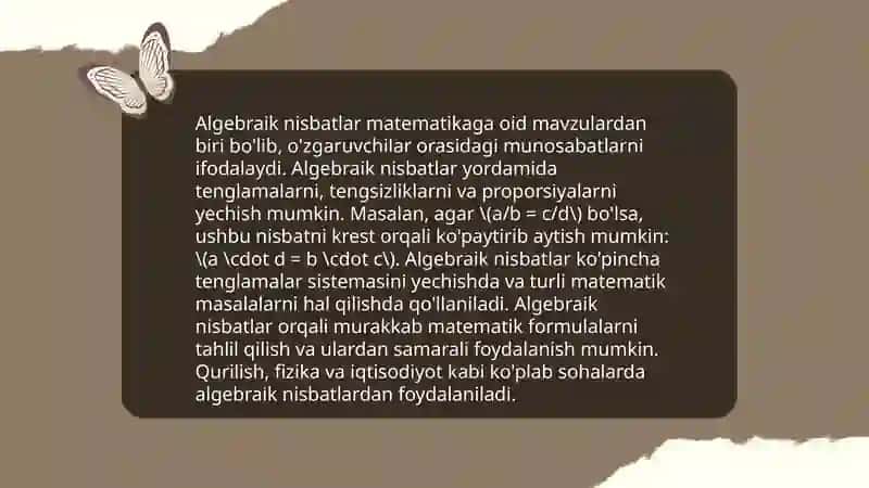 Algebraik nisbatlar 3