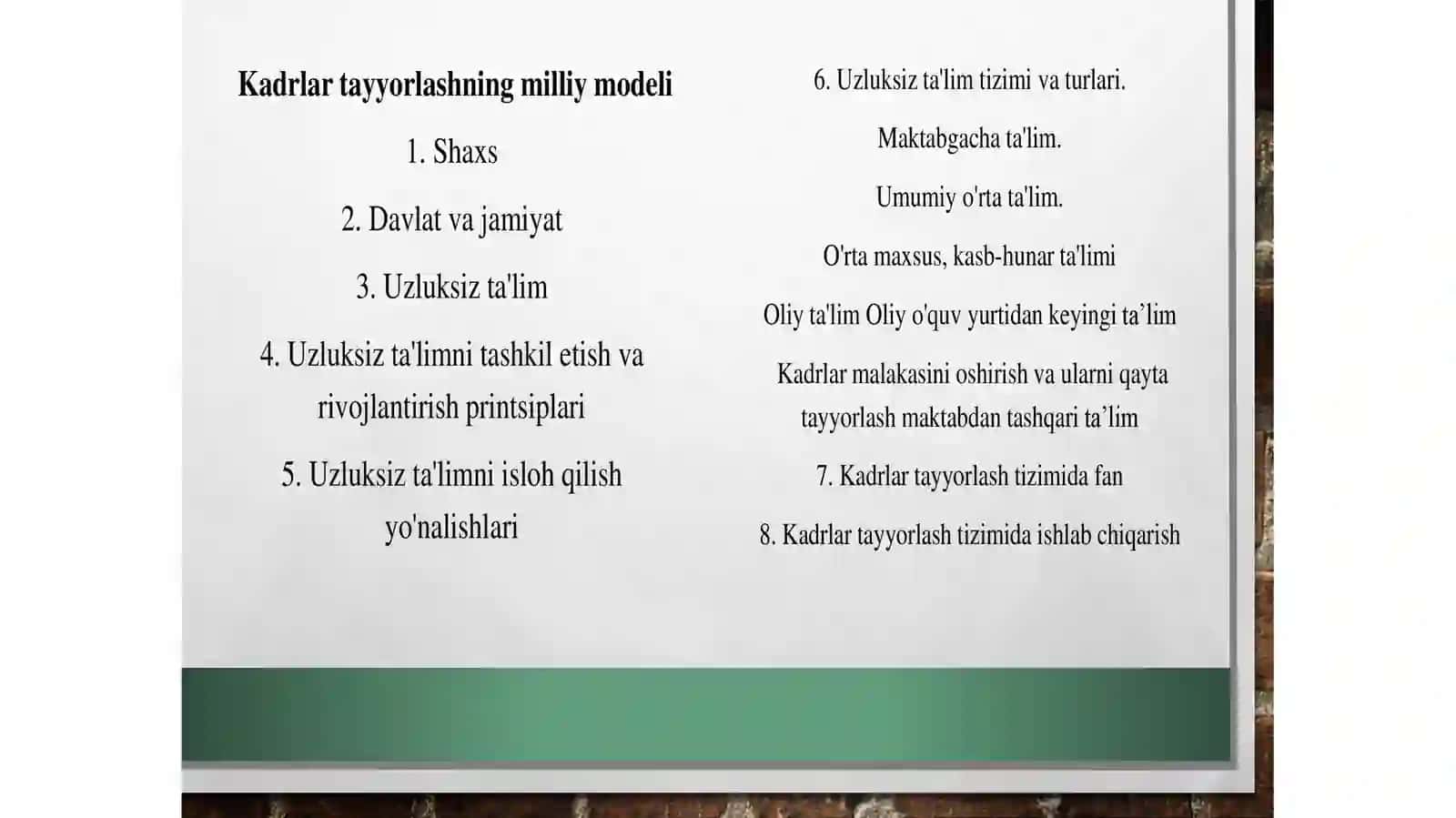 O‘zbekiston Respublikasi ta‘lim sohasidagi amalga oshirilgan islohotlar 3