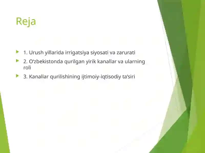 Ikkinchi Jahon urushi yillarida irrigatsiya siyosati va zarurati 3