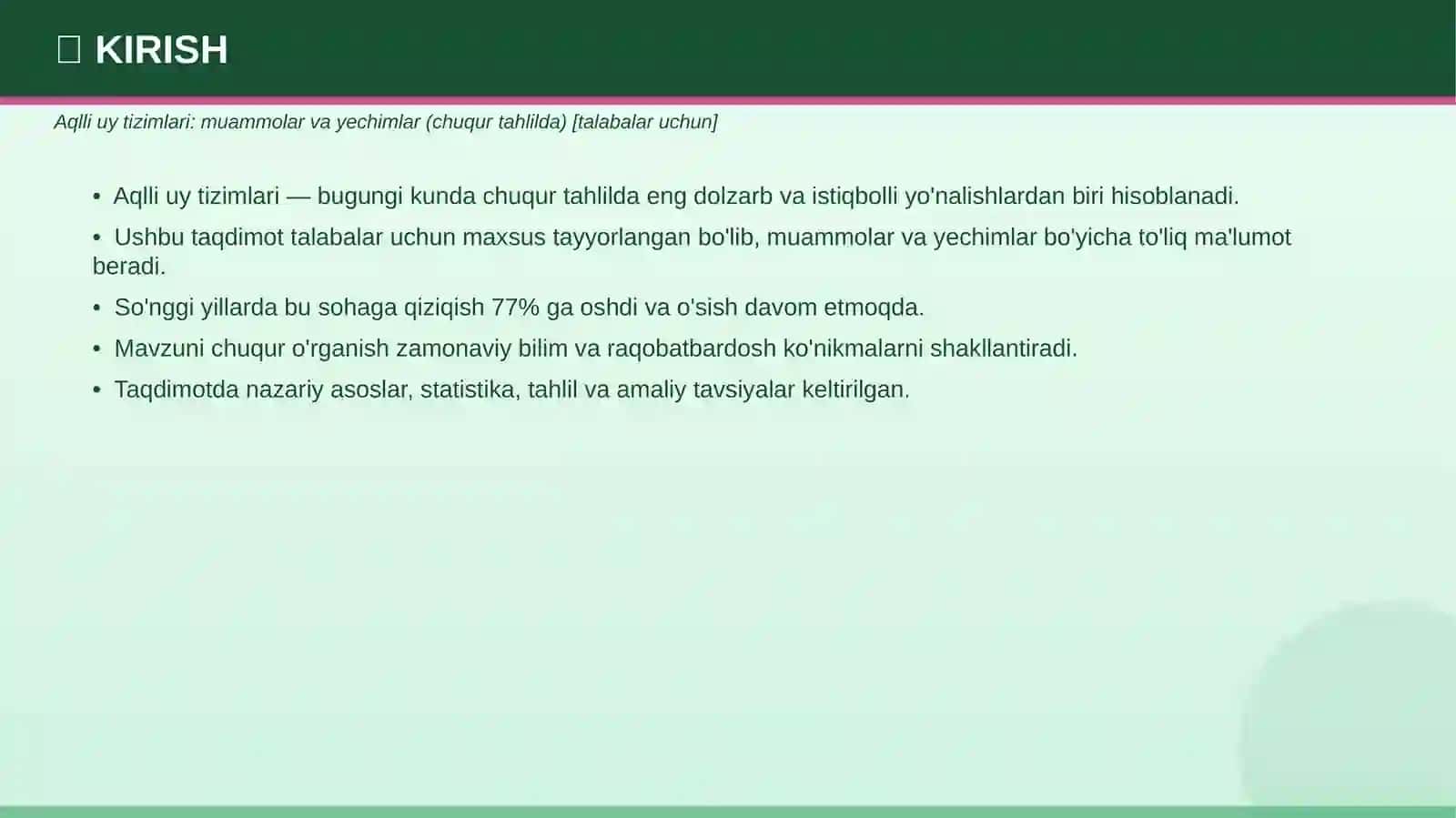 Aqlli uy tizimlari: muammolar va yechimlar (chuqur tahlilda) 3