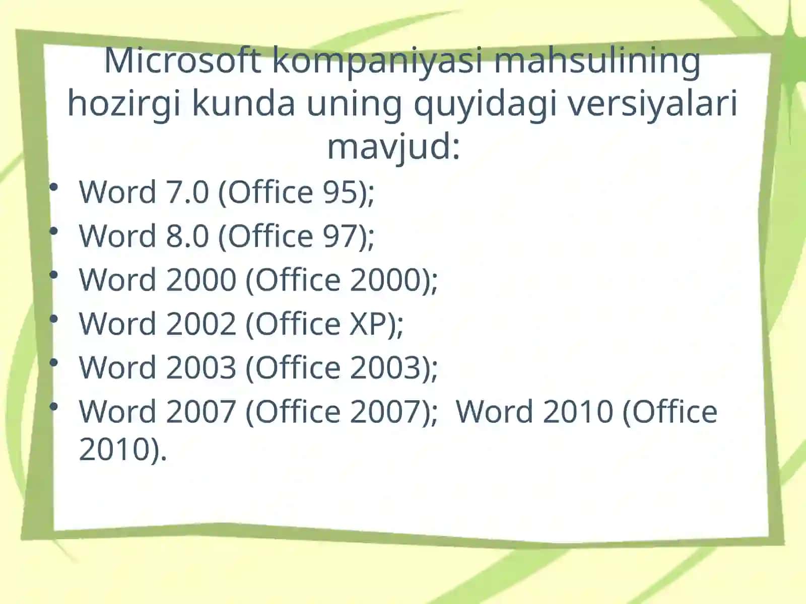 Microsoft Word mаtn protsessori imkоniyatlаri 3