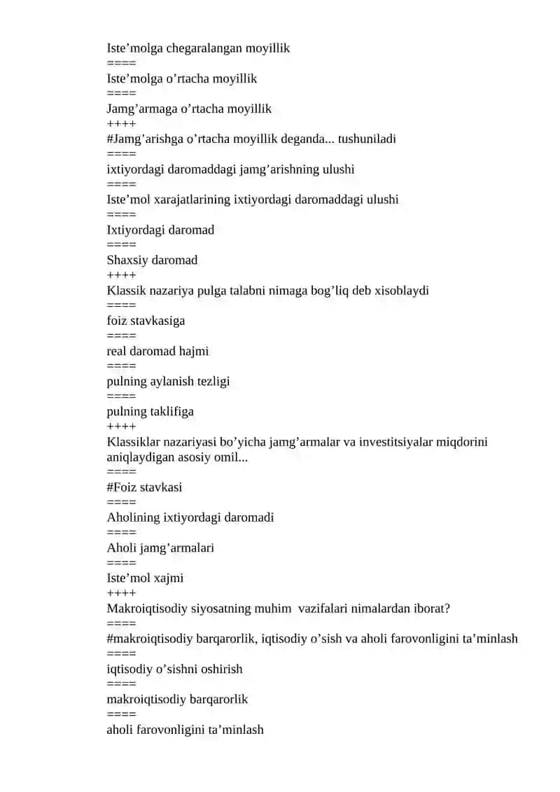 Makroiqtisodiyot fanidan test 3