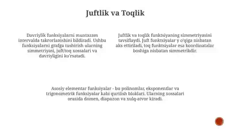 Oddiy Elementar Funktsiyalar va Ularning Xossalari 3
