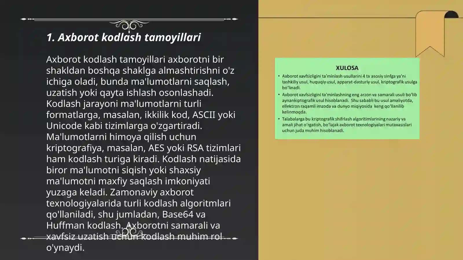 Axborotlarni kodlash algaritimi 3