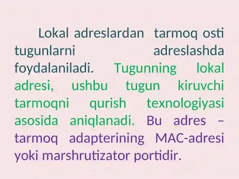 Kompyuter tarmog`ida adreslash. IP adreslarni taqsimlash 3
