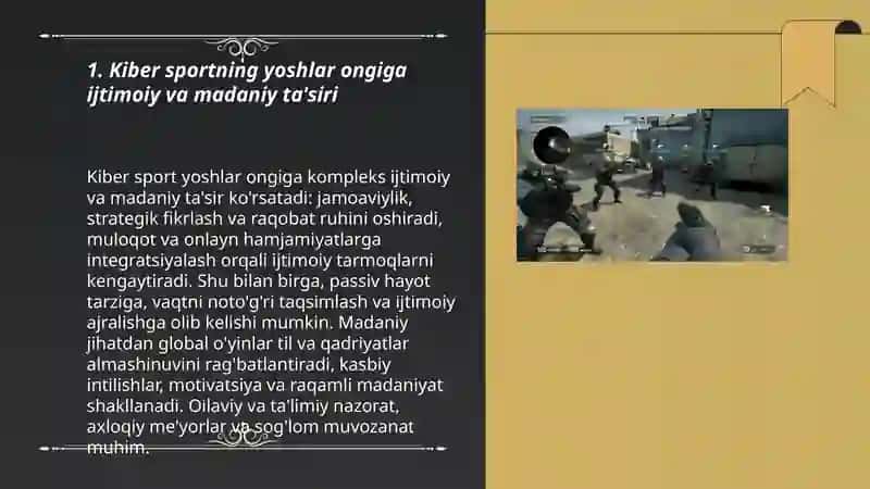Kiber sportning yoshlar ongiga ijtimoiy va madaniy ta'siri 3