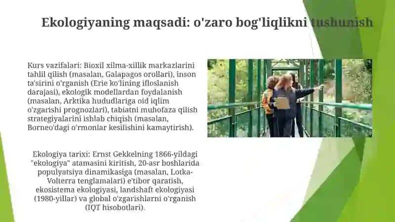 Ekologiya kursi maqsadi vazifasi va tarixi 3