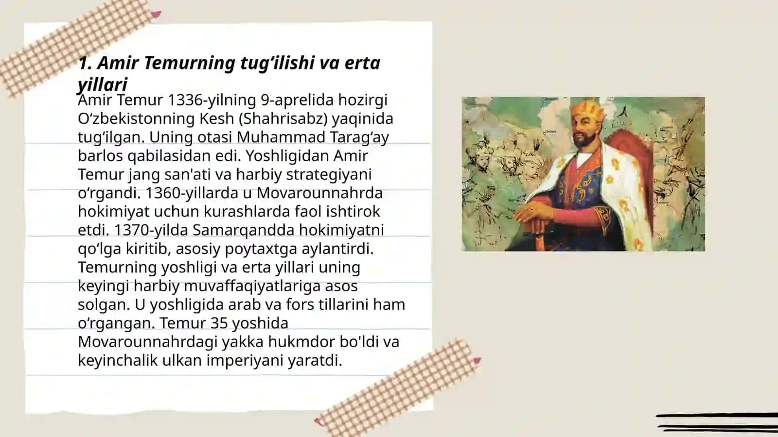Amir Temur buyuk davlat arbobi Ergasheva Nurgul 3