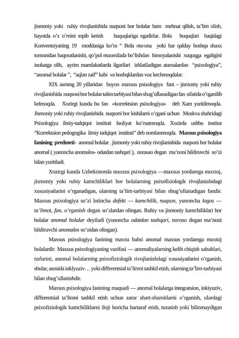 MAXSUS PSIXOLOGIYANING PREDMETI VA VAZIFALARI 3