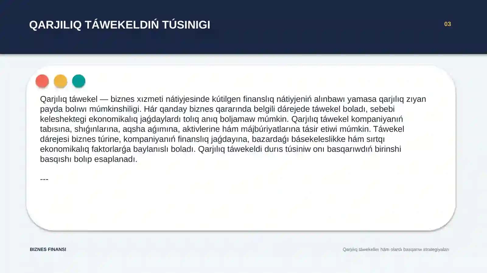 QARJILIQ TÁWEKELLER HÁM OLARDI BASQARIW STRATEGIYALARI 3