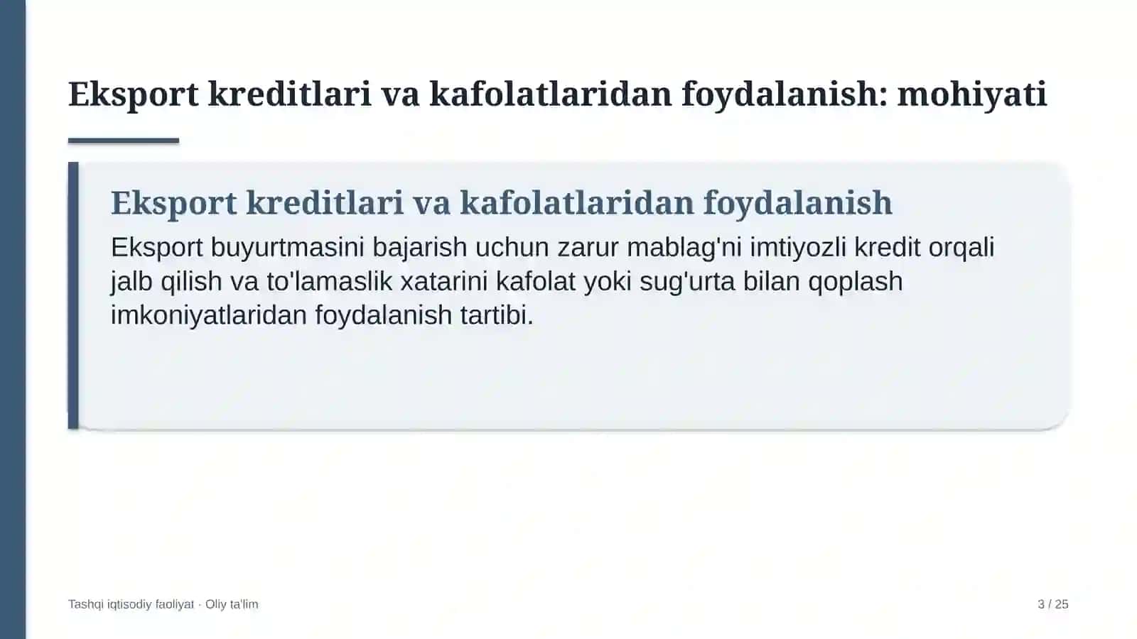 qurilishda eksport kreditlari va kafolatlaridan foydalanish 6584 3