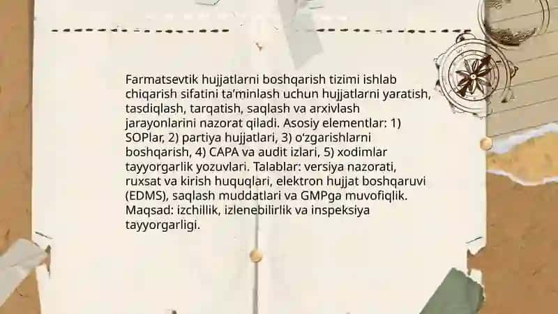 Sanoat farmatsiya yoʻnalishida farmatsevtik ishlab chiqarish 3