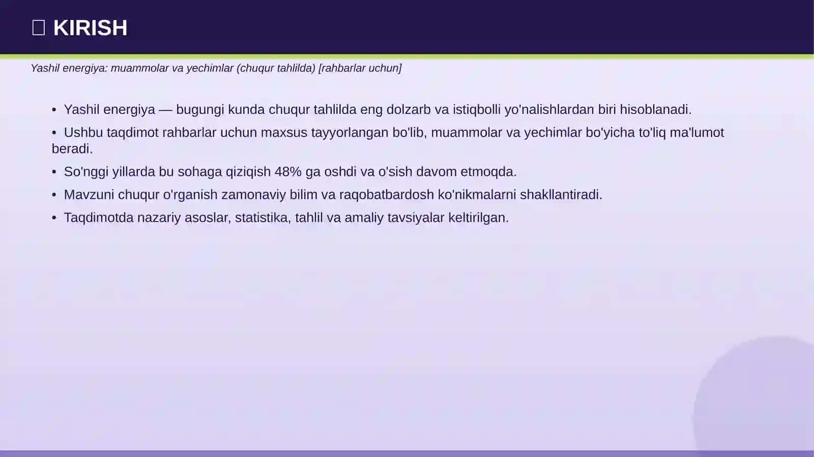 Yashil energiya: muammolar va yechimlar (chuqur tahlilda) 3