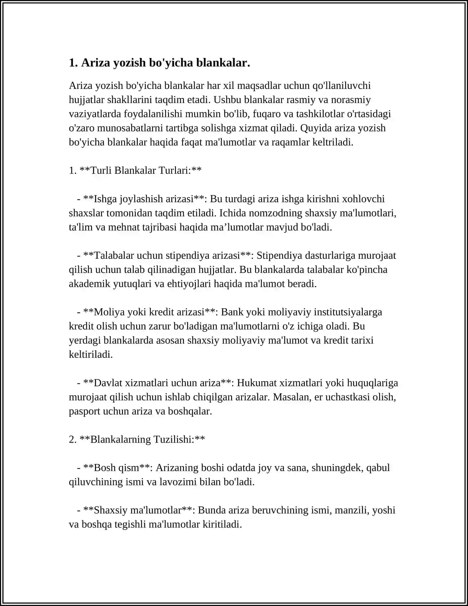 WORD MATN TAHRIRLAGICHDA TURLI XIL BLANKALAR YARATISH (ARIZA KASALLIK KARTASI ANALIZLAR BLANKASI 3