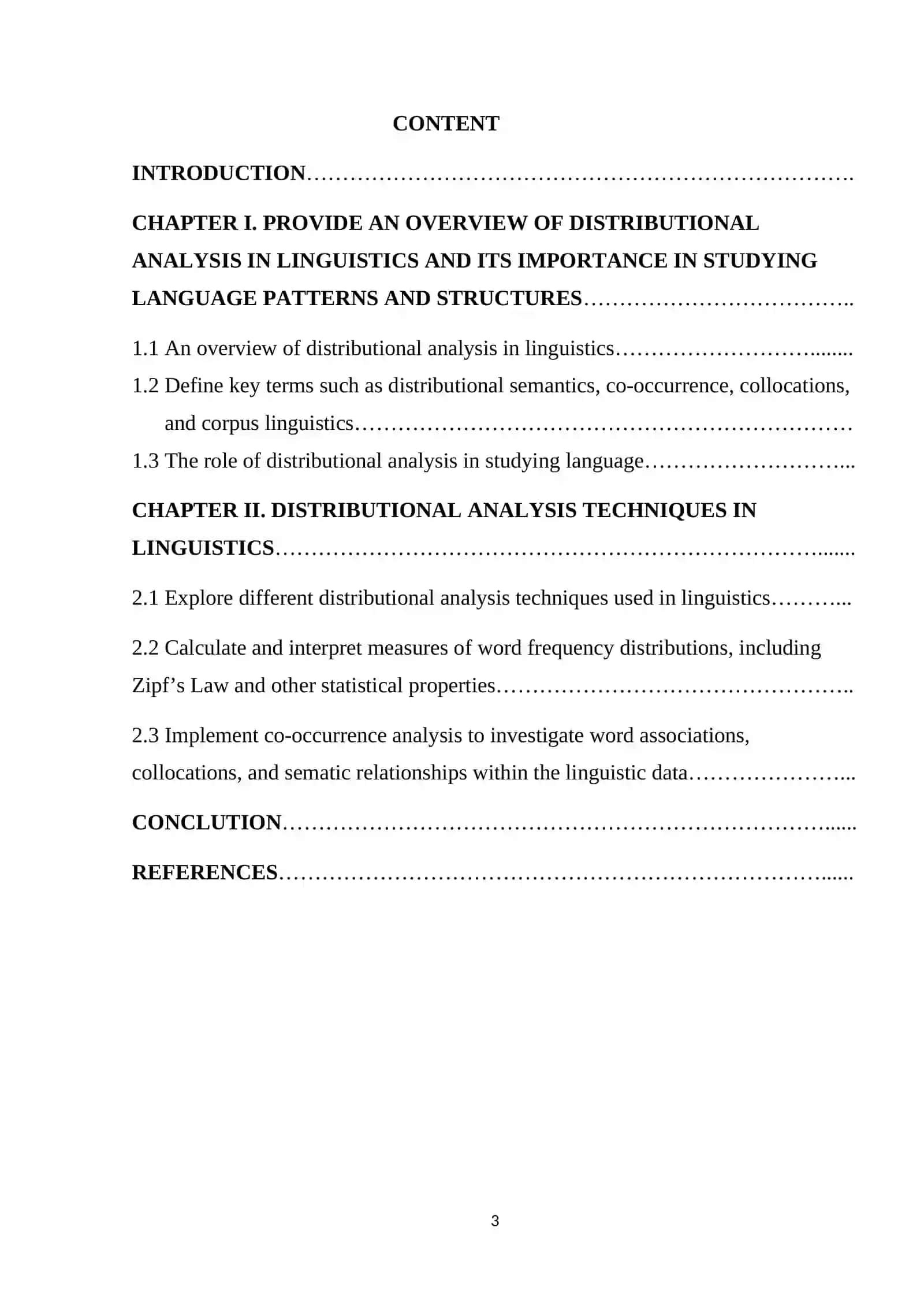 DISTRIBUTIONAL ANALYSIS IN LINGUISTICS 3