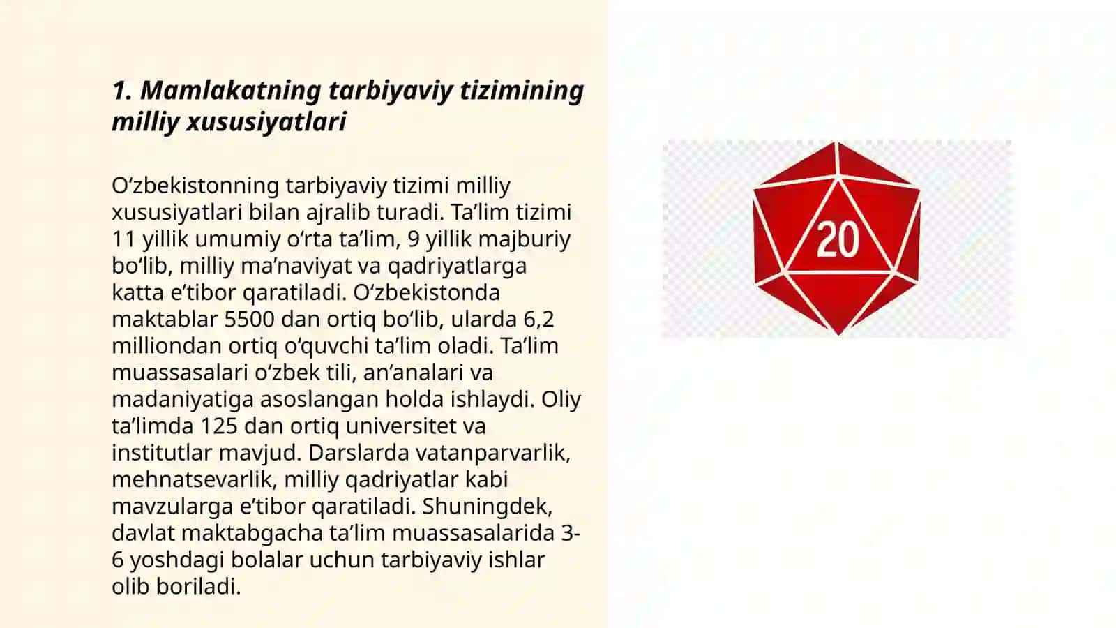 Mamlakatning tarbiyaviy tizimini uning mustaqil,milliy taraqqiyot yõli 3