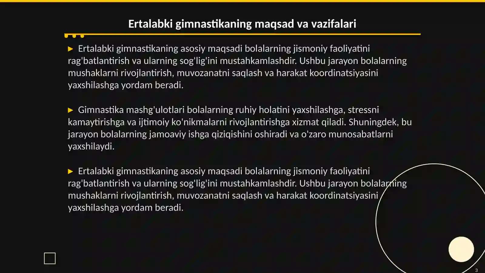 Maktabgacha ta‘lim tashkilotkarida ertalabki gimnastikani musiqa jo‘rligida tashkil etish 3
