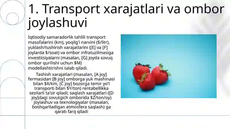Meva-sabzavotlar saqlashning iqtisdiy samaradorligini aniqlash 3
