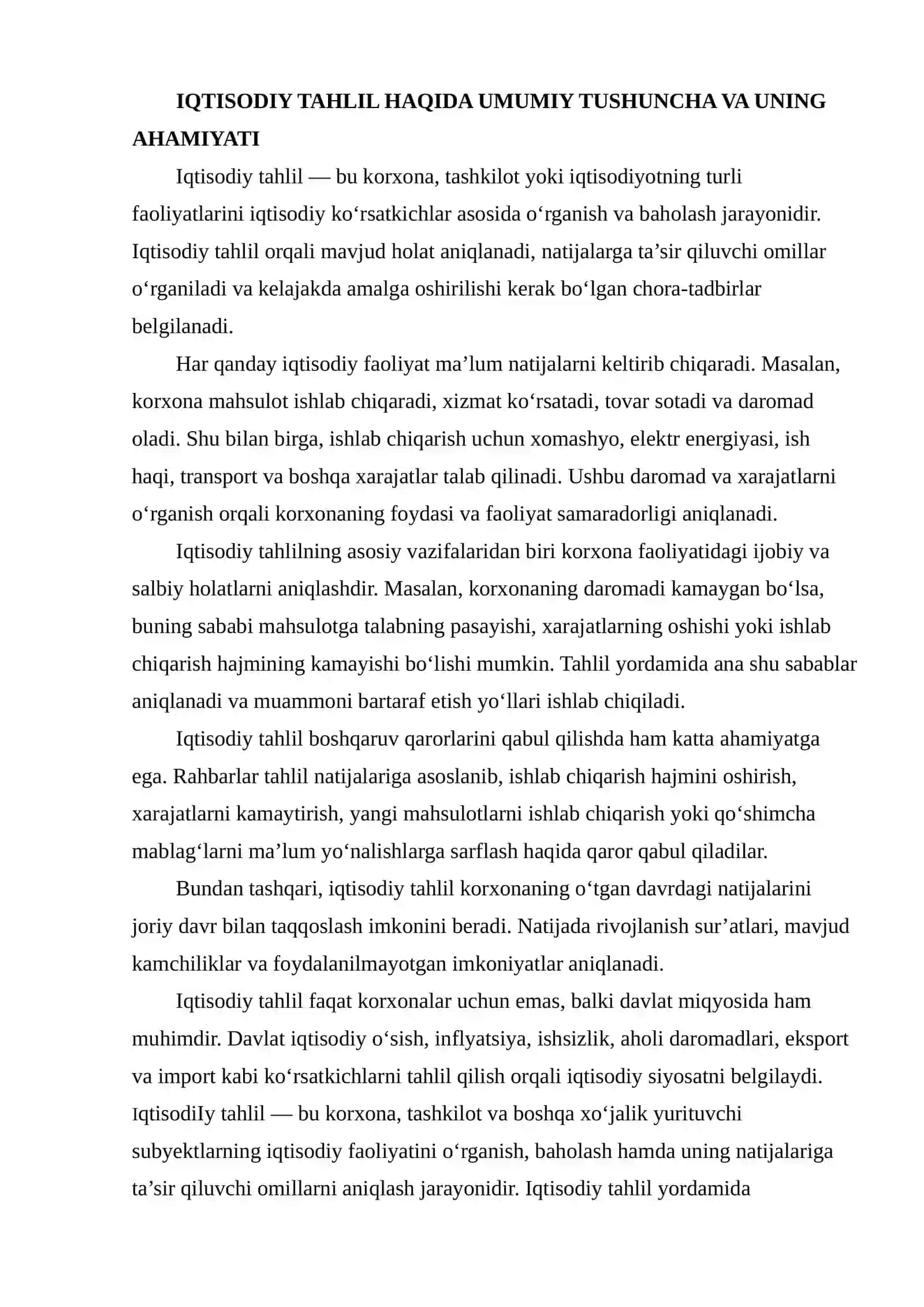 IQTISODIY TAHLILDA MA’LUMOTLARNING TURLARI, MANBALARI VA ULARDAN FOYDALANISH USULLARI 3