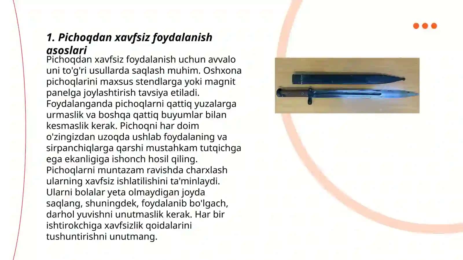Pichoqdan foydalanish qoidalari 3